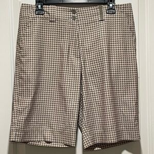 Nike Golf Dry Fit Womens Medium 8 Athletic Golf Shorts Brown Cream Houndstooth